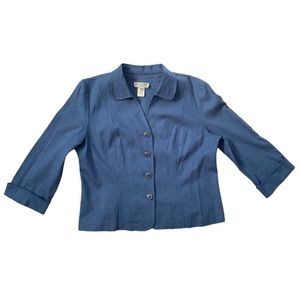 Miss Dorby Petite 55% Linen 46% 3/4 Sleeve Rayon Blazer Size 14P
